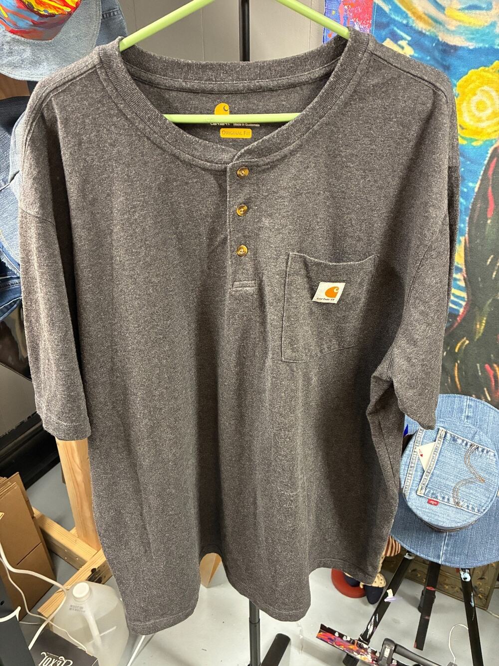 Carhartt T-Shirt 2XL Original Fit Short Sleeve Pocket Tee Dark Gray Workw